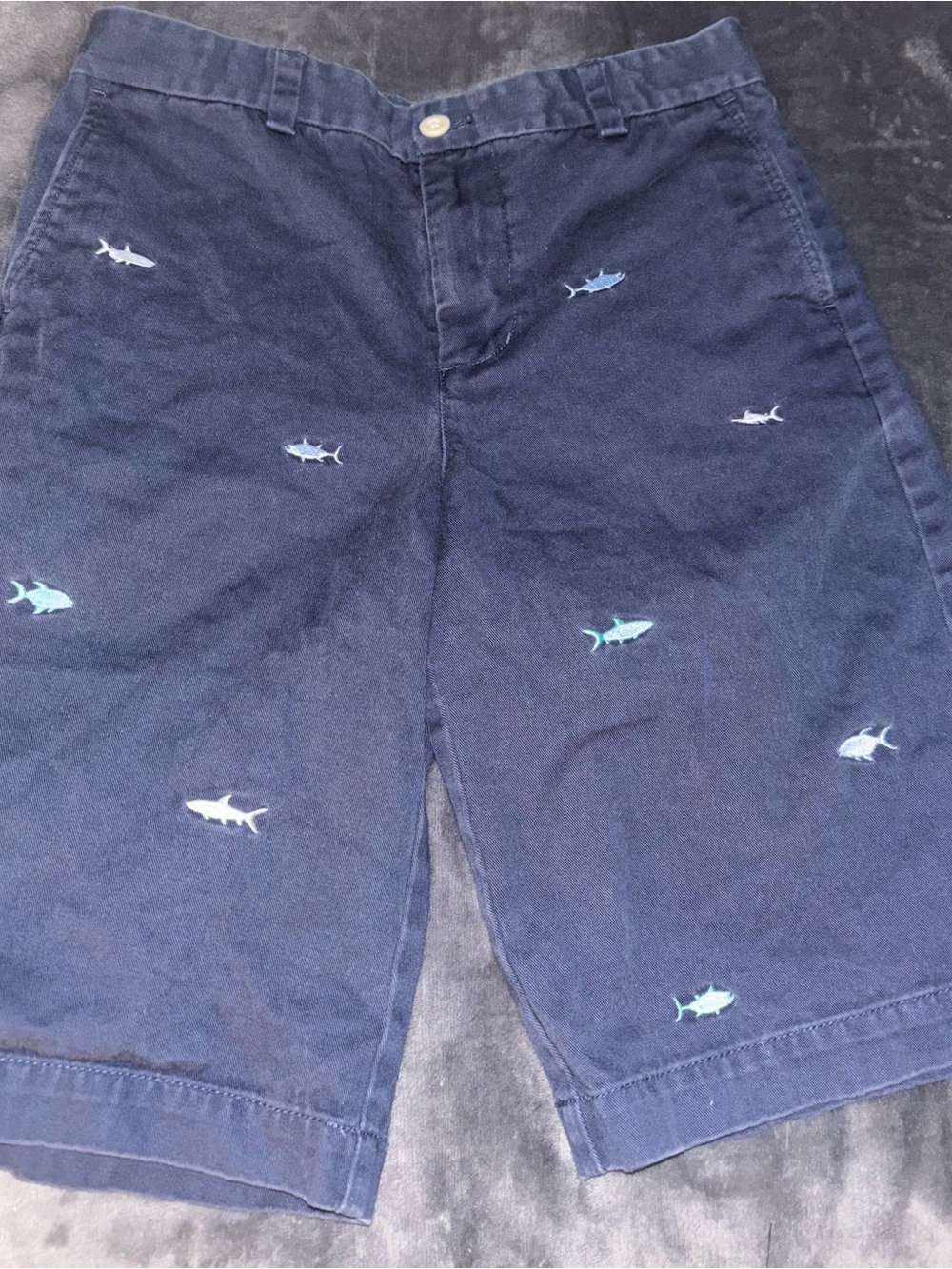 Vineyard Vines Navy Boys' Shark Embroidered Shorts